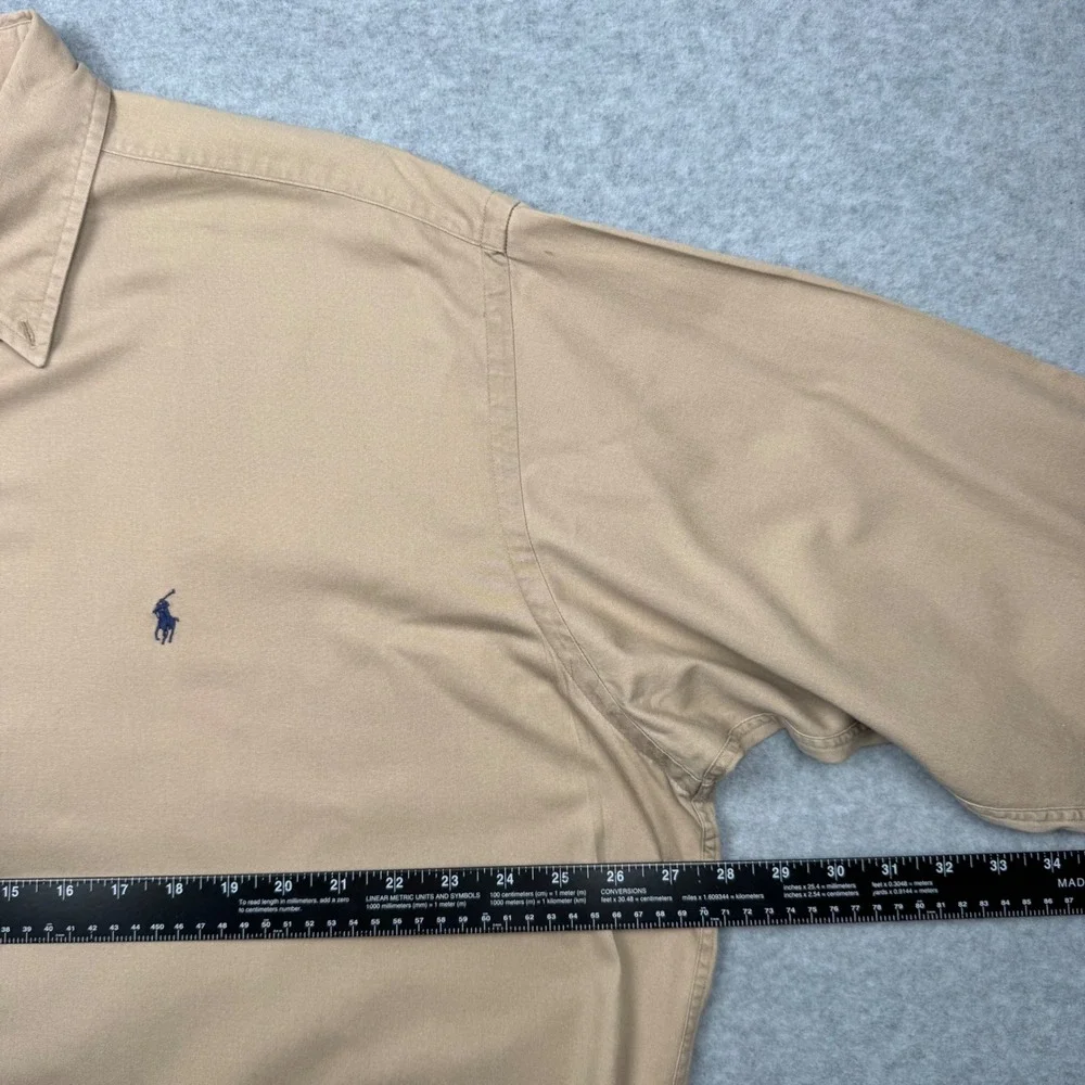 Polo Ralph Lauren Blaire Mens XL Tan Khaki Cotton Button Down Shirt Long Sleeve